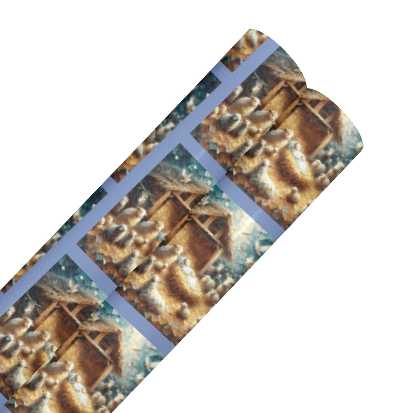 Baby Jesus in the Manger Coated Gift Wrapping Paper - 2 Rolls (Made in USA)