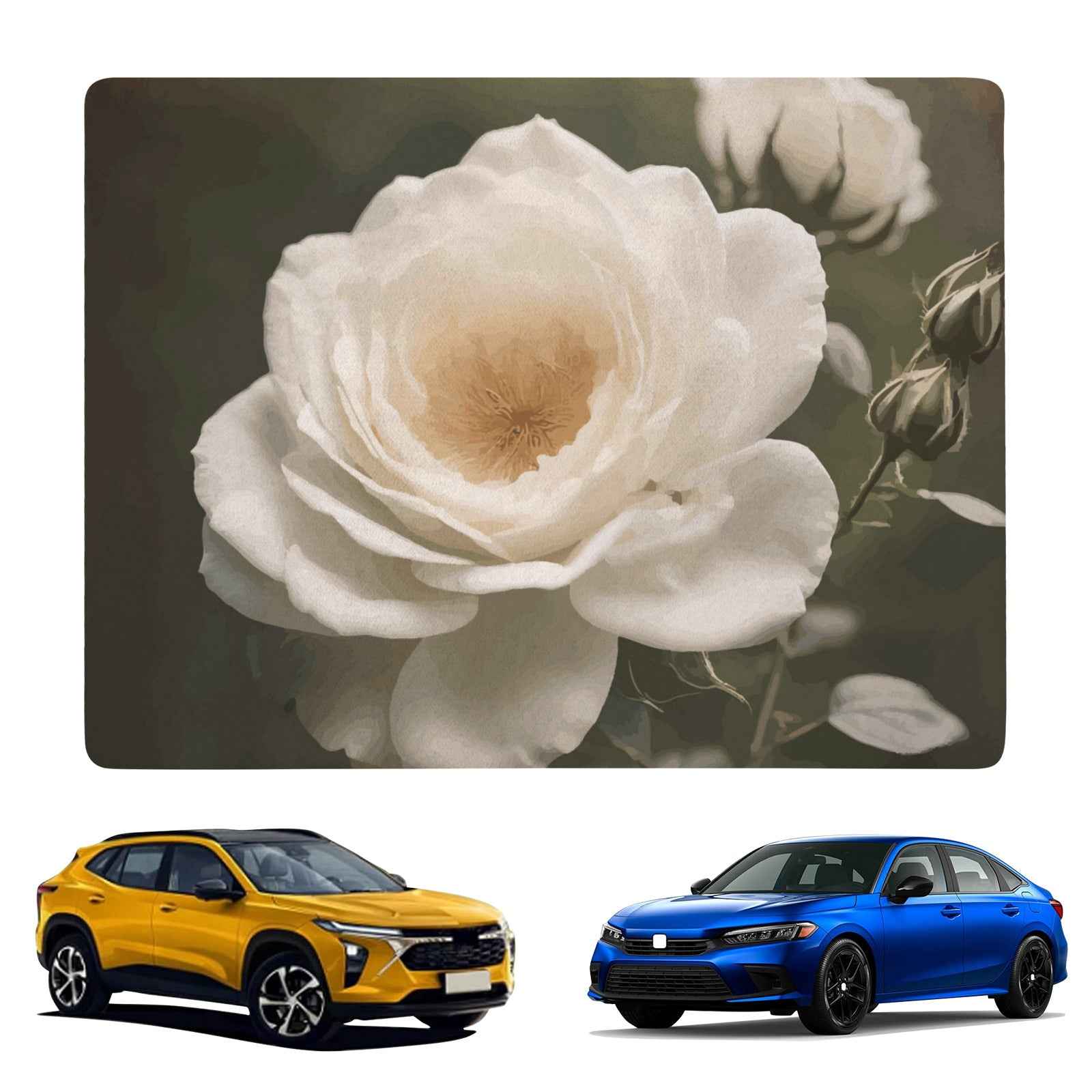 White Rose Car Trunk Mat 39.4x30inch