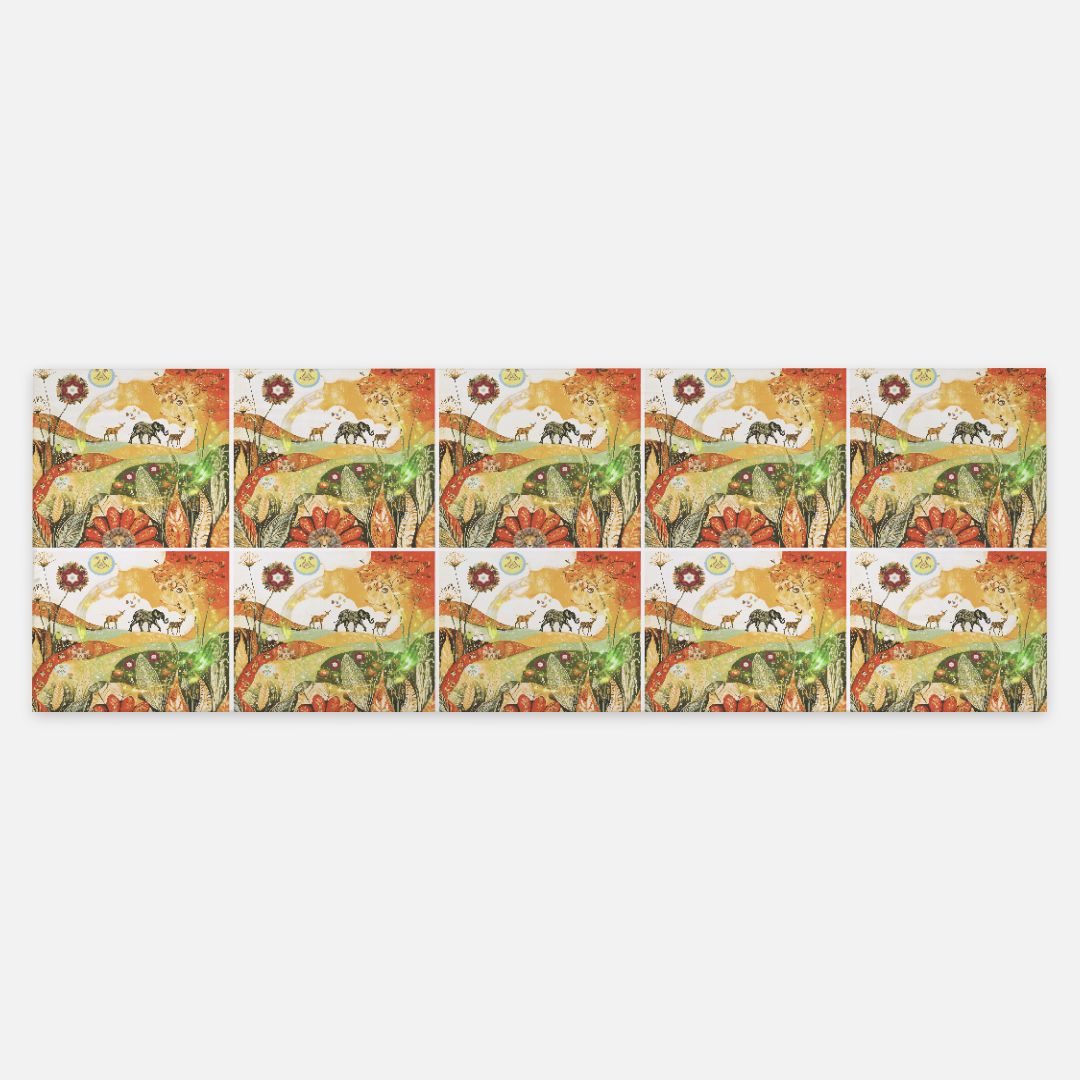 Orange Animal Parade Pattern Pashmina Scarf