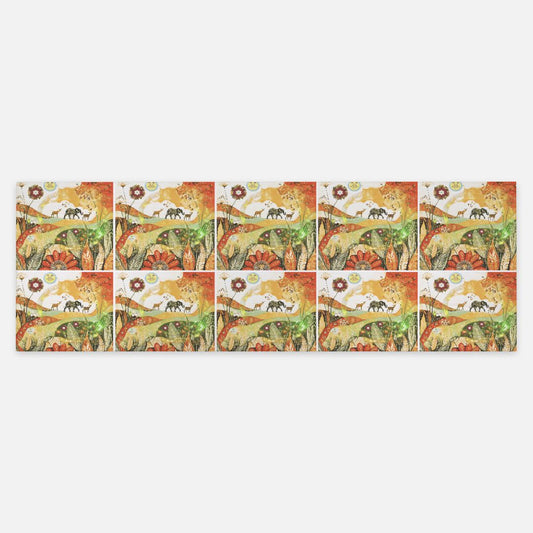 Orange Animal Parade Pattern Pashmina Scarf