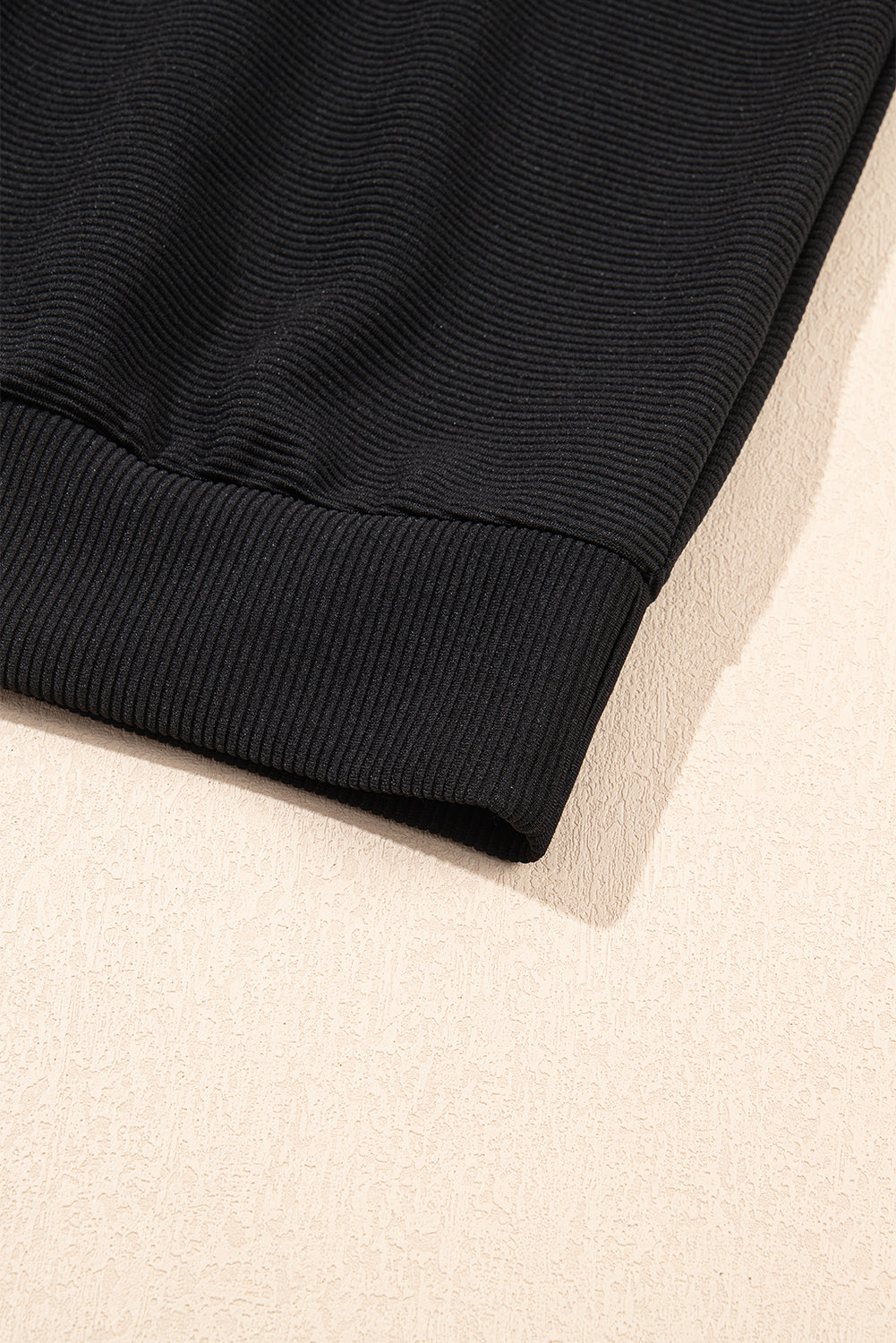 Black Textured Ruffle Sleeve Zipped Top and Wide Leg Pants Set