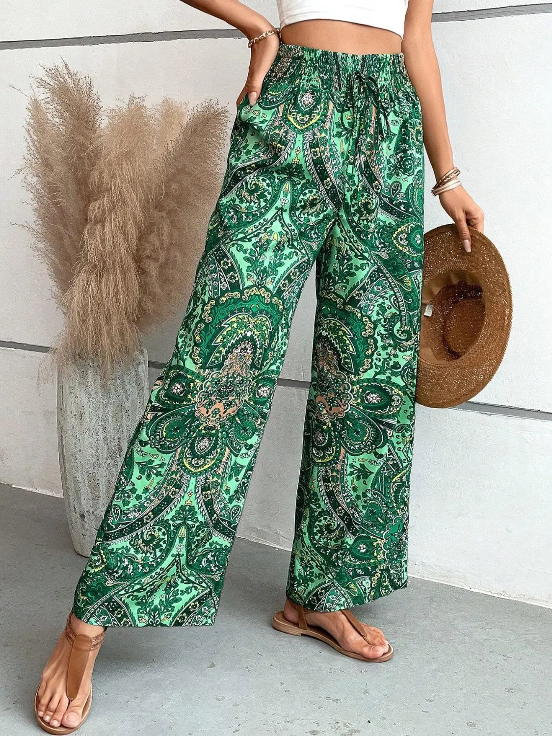 Boho Chic Paisley Printed Wide Leg Pants