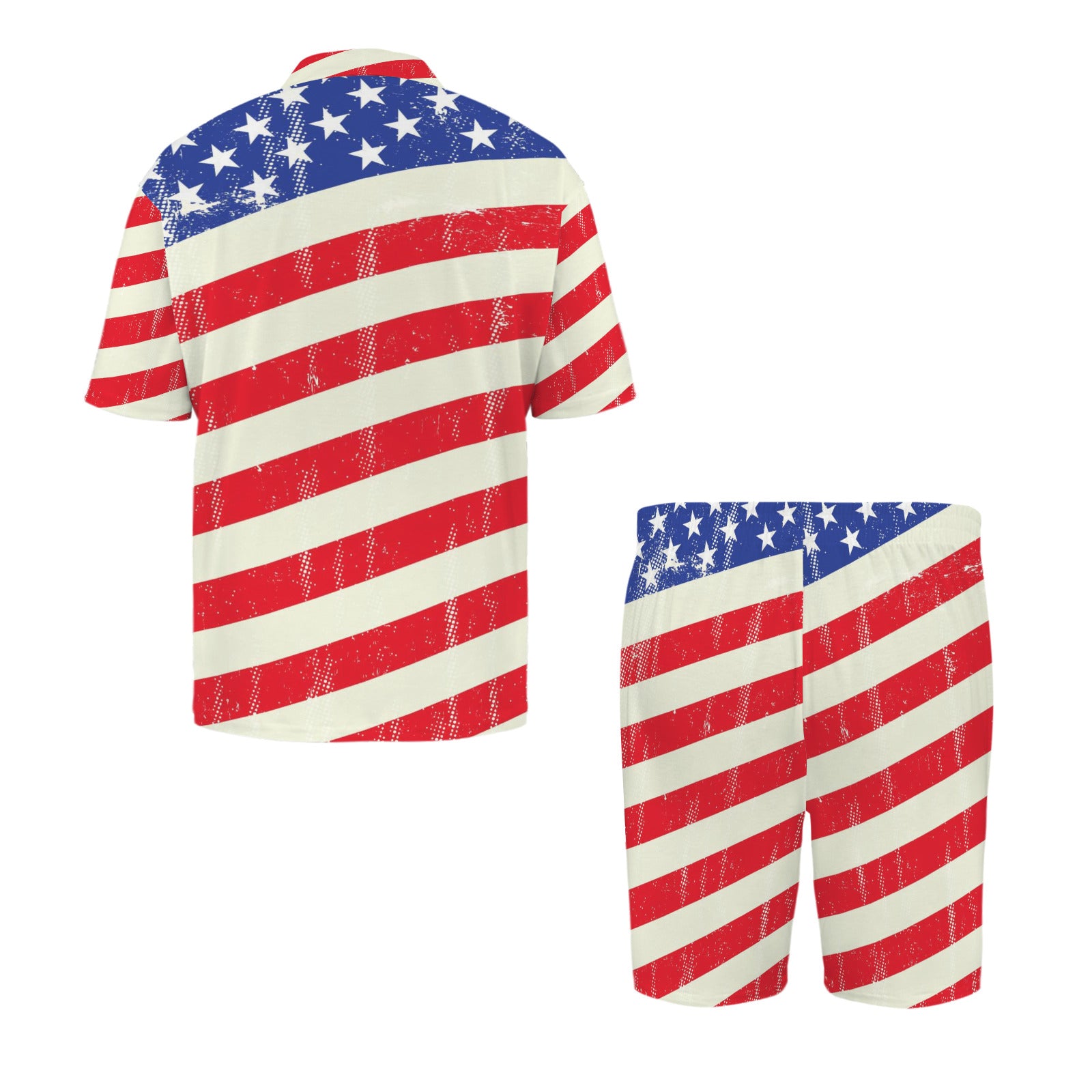 Men's All American Dude Flag Design V-neck Shorts Pajama Set (Made in USA)