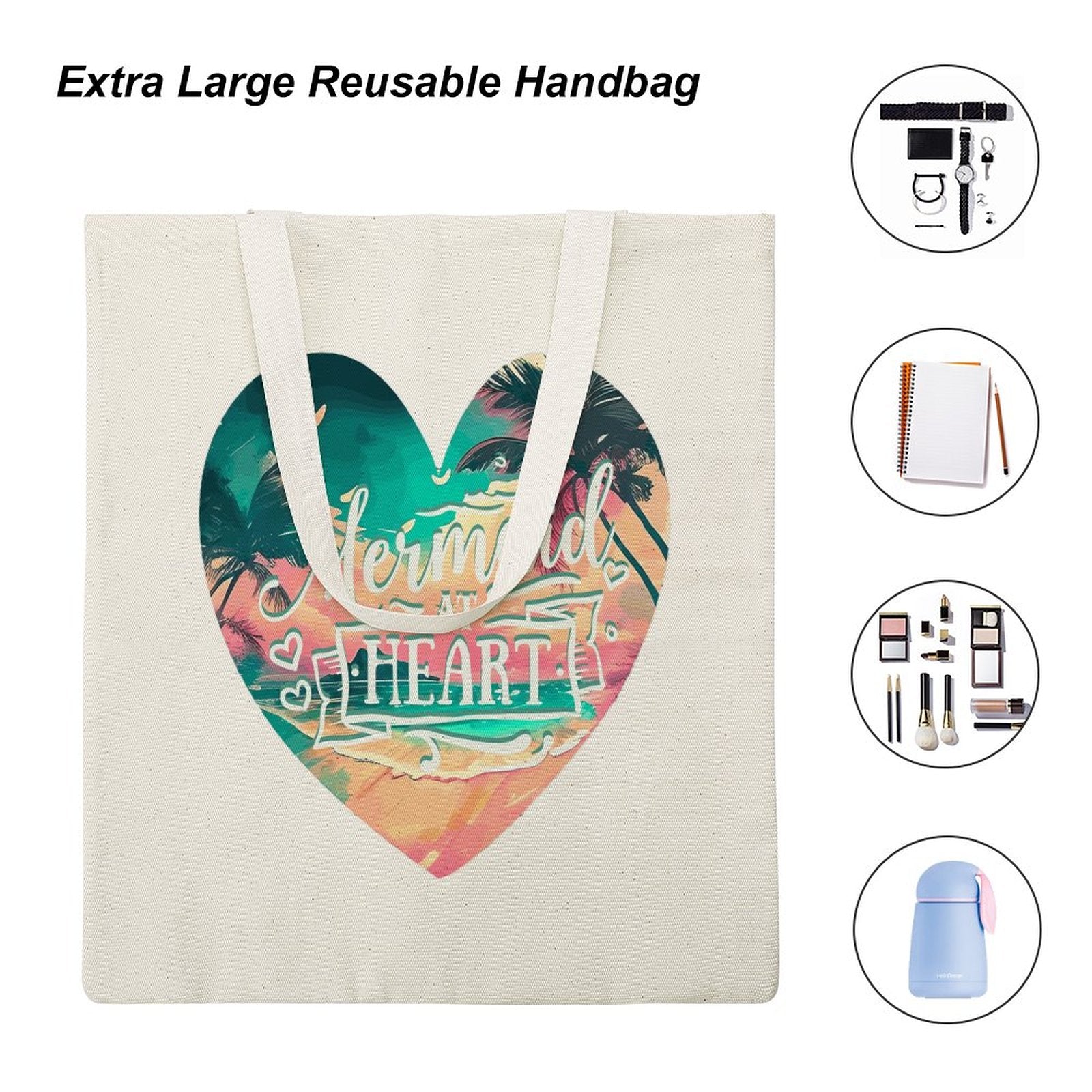 Mermaid at Heart Canvas Tote Bag - 13.4