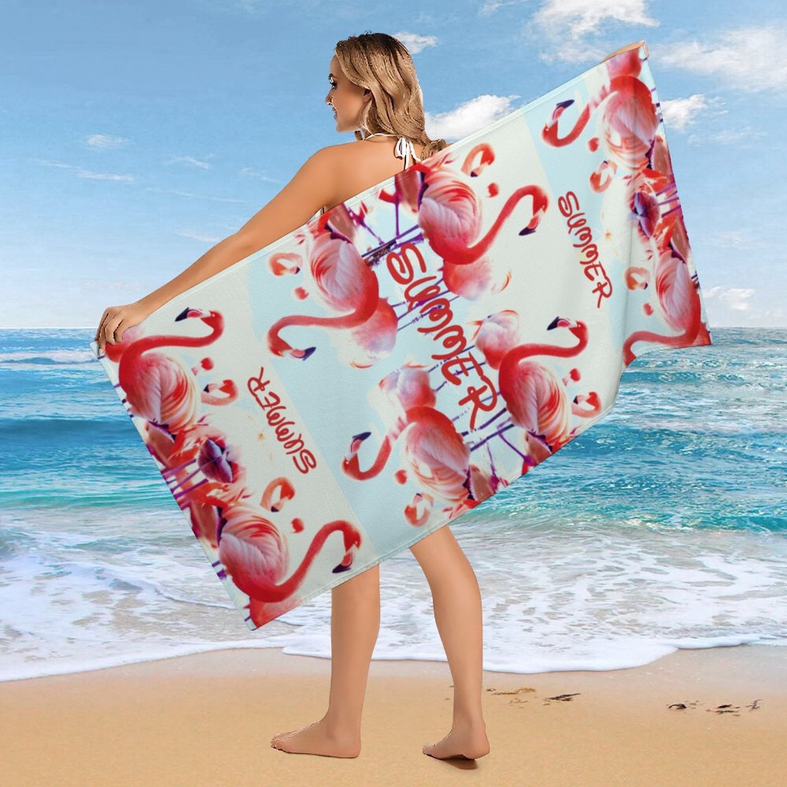 Pink Flamingos Summer Design Beach or Bath Towel - 61.4