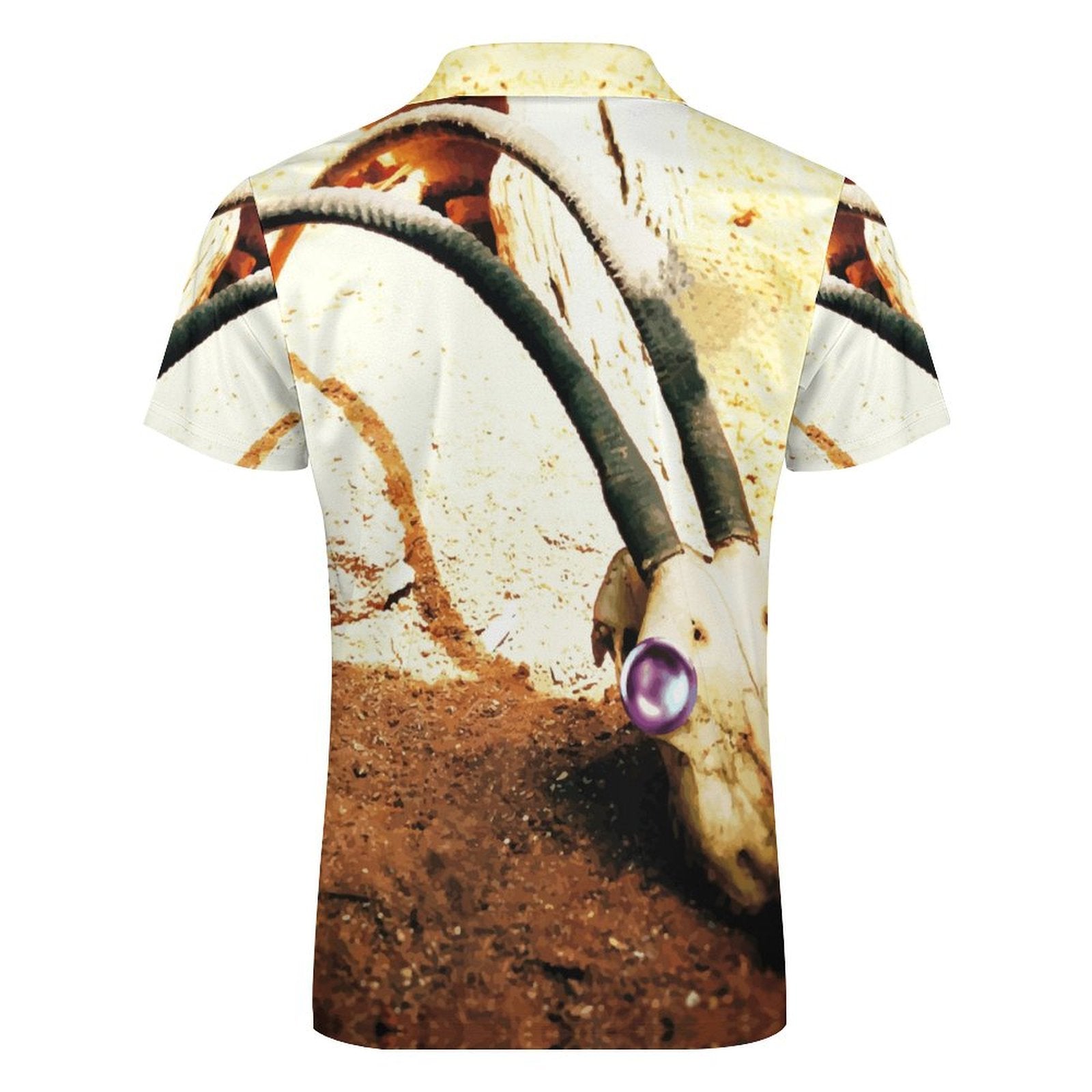 Men's Animal Skull with Jewel Eye Short Sleeve Polo Shirt