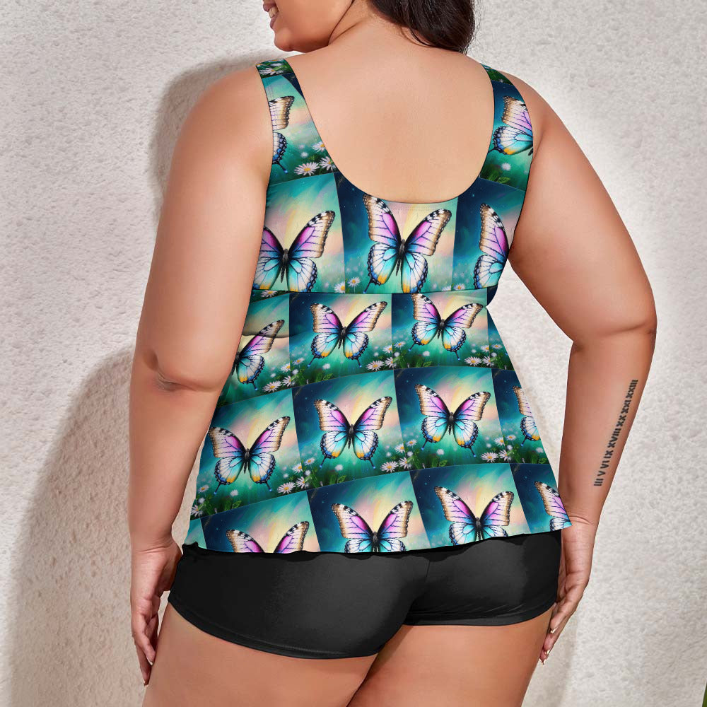 Women's Beautiful Butterflies Plus Size Split 2-piece Swimsuit