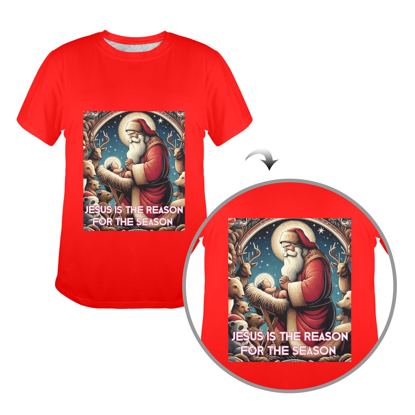 Women's Jesus is the Reason for the Season Graphic T-shirt（Made in USA）