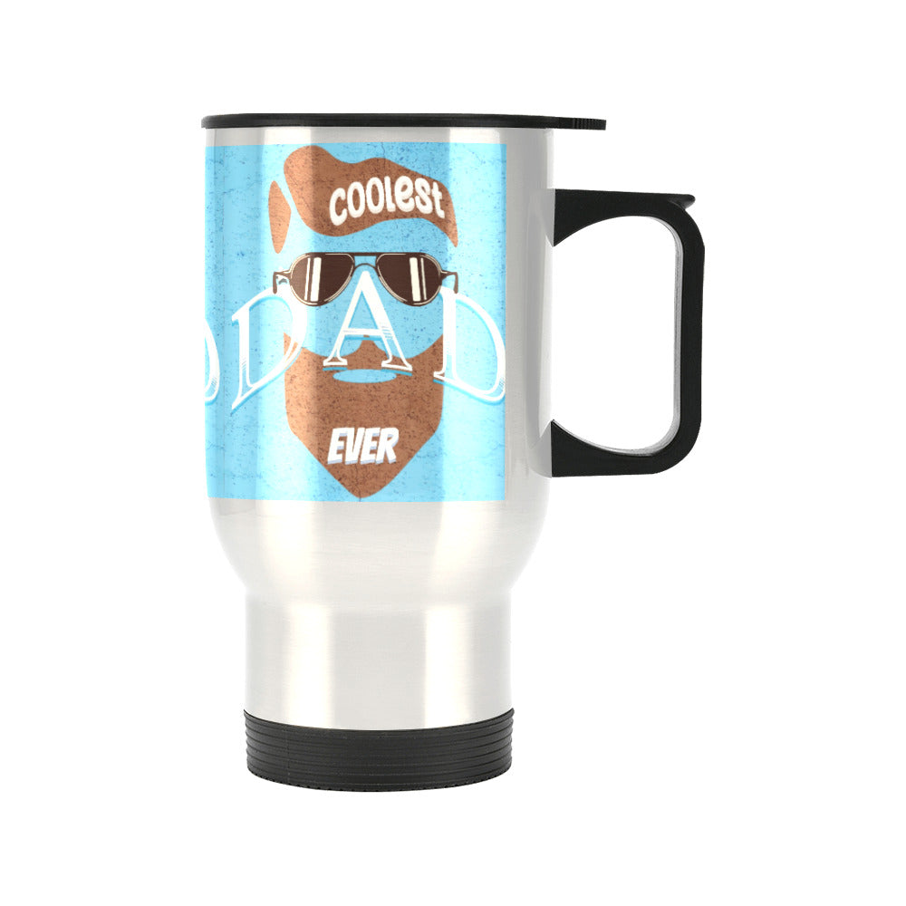 Coolest Dad Ever Silver 14 oz Travel Mug (Made in USA)