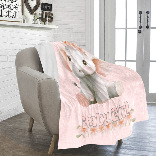Pink Baby Girl Elephant Ultra-Soft Micro Fleece Blanket (Made in USA)