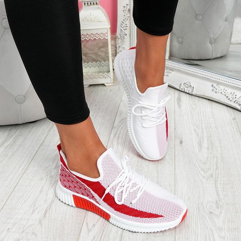 Women's Elegant Lace Up Mesh Round Toe Casual Sneakers