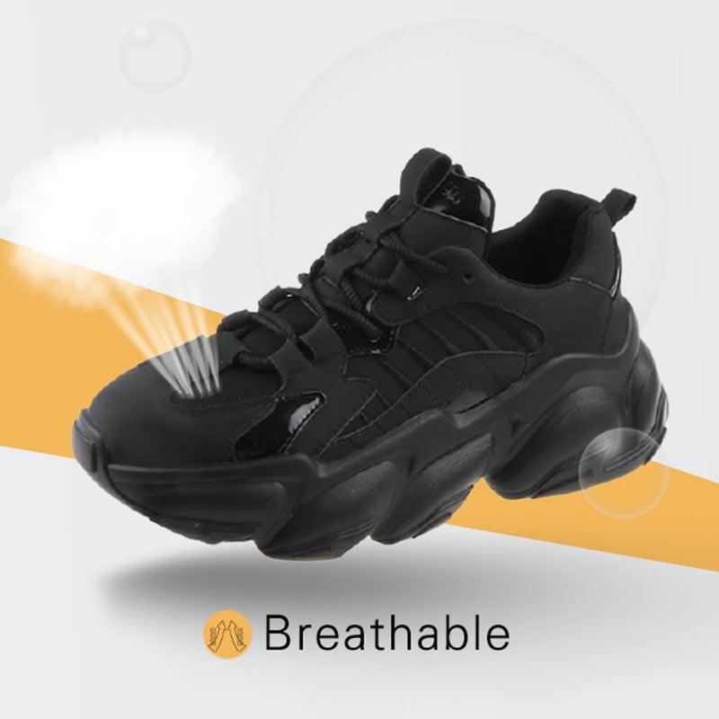 Elegant Women's Lace Up Thick Platform Lightweight Casual Sneakers