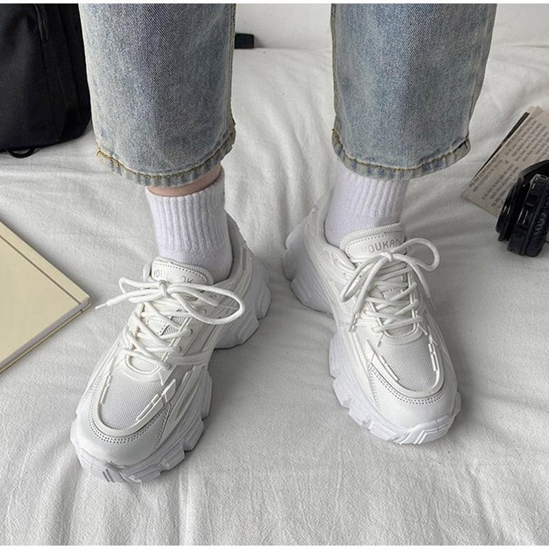 Elegant Women's Lace Up Thick Platform Lightweight Casual Sneakers