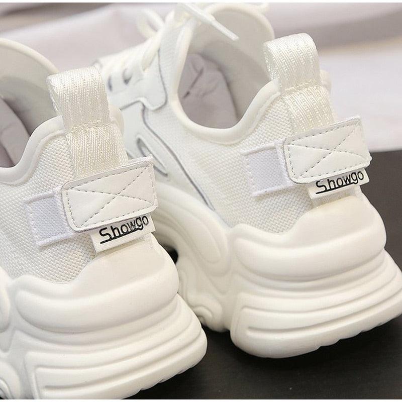 Elegant Women's Lace Up Thick Platform Lightweight Casual Sneakers