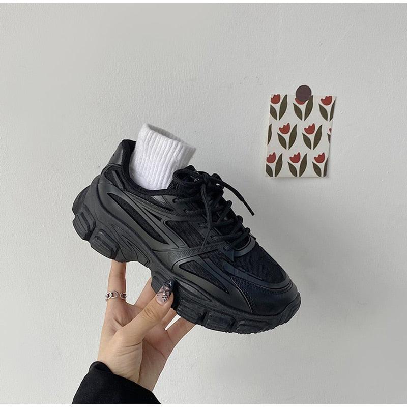 Elegant Women's Lace Up Thick Platform Lightweight Casual Sneakers