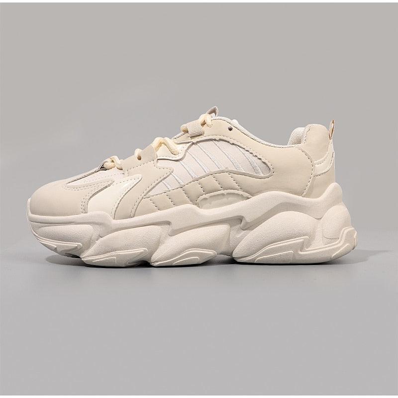 Elegant Women's Lace Up Thick Platform Lightweight Casual Sneakers