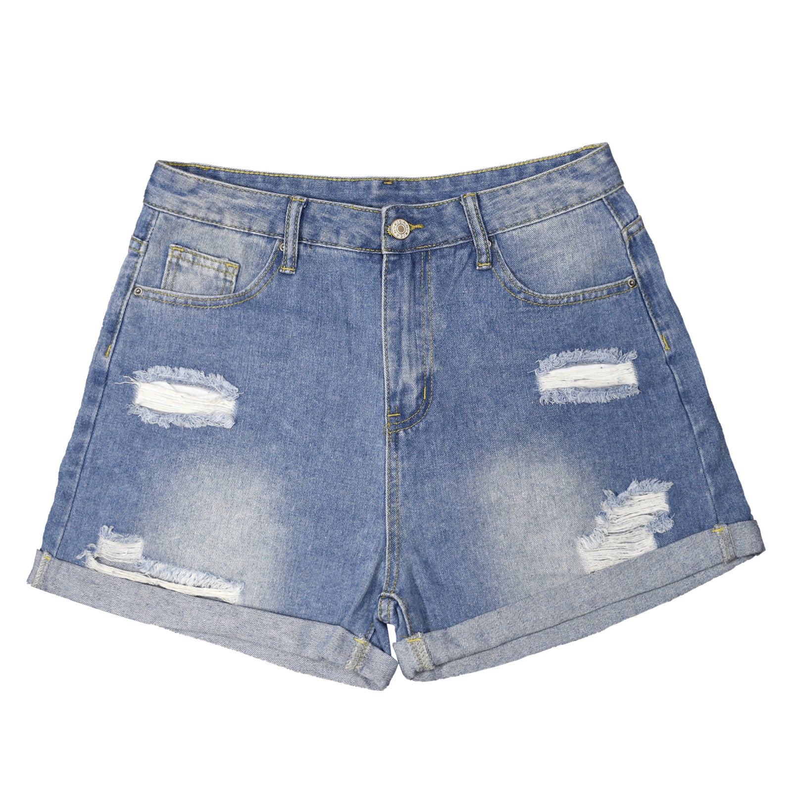 I Put a Spell On You Light-Wash Blue Denim Shorts (Dual Pockets Print)