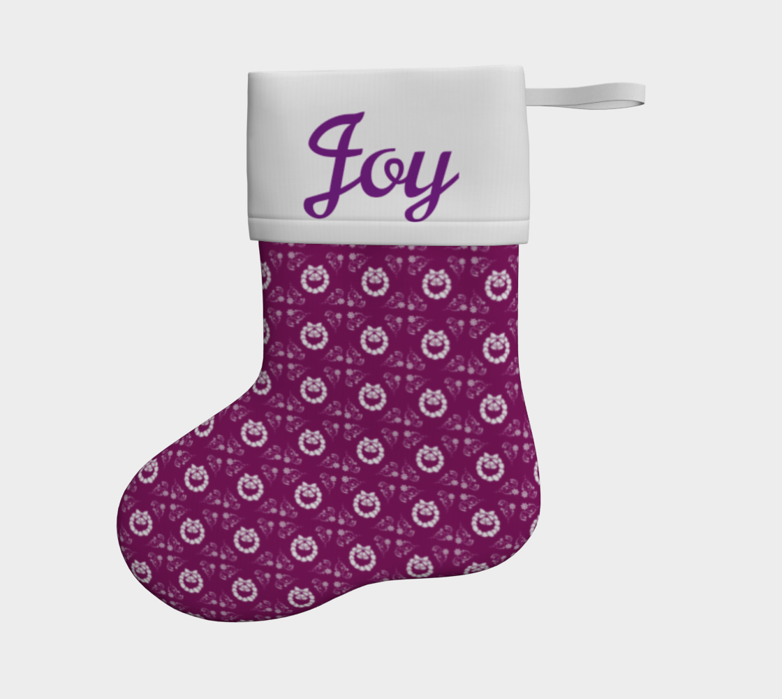 Christmas Wreaths on Plum Stocking with Personlization