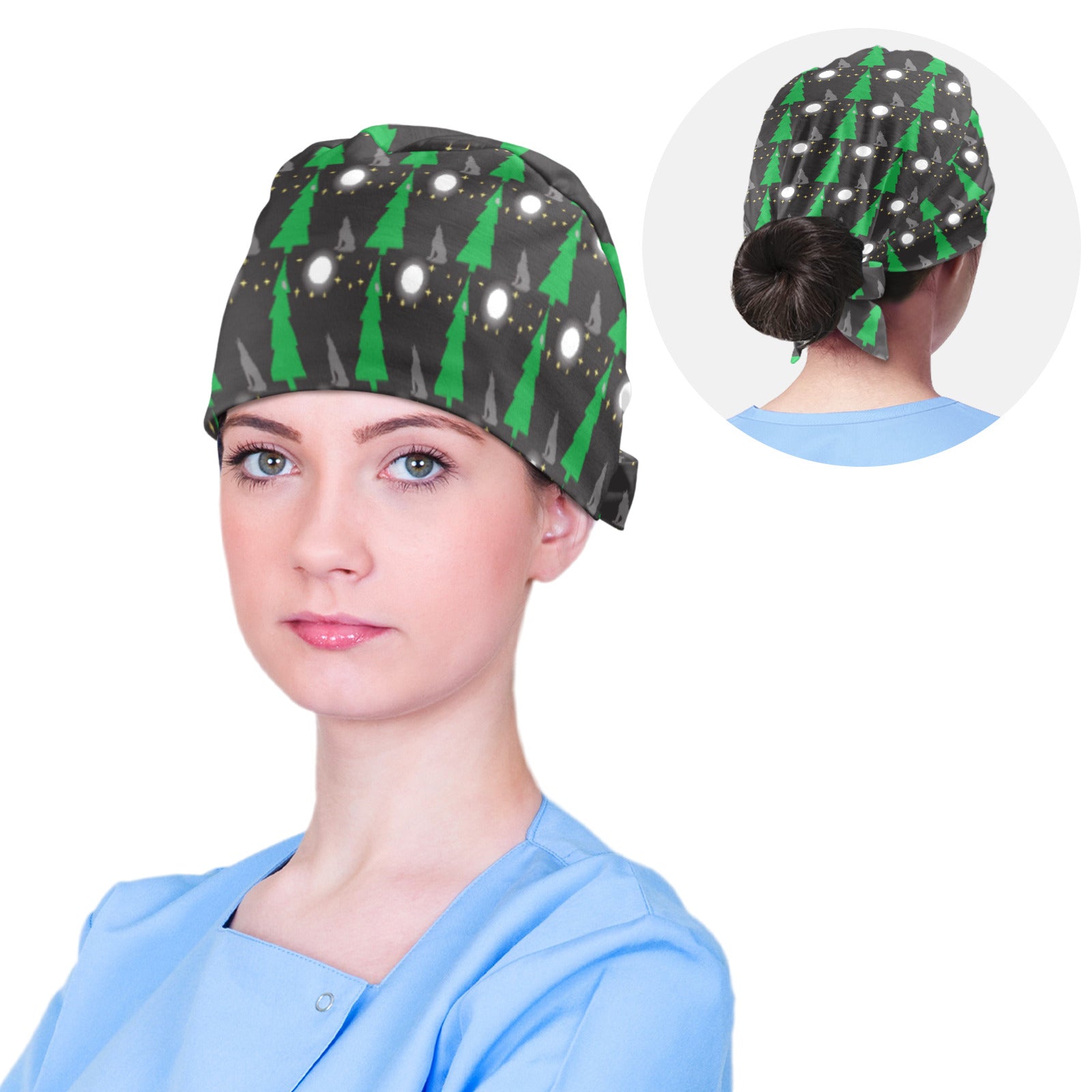 Wolf Howling at the Moon Medical Scrub Cap (Made in USA)