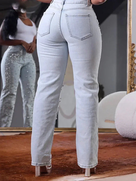 Plus Size Women's High Waist Slim Casual Denim Jeans