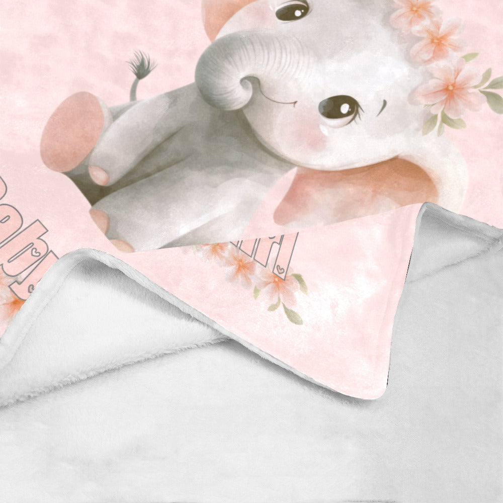 Pink Baby Girl Elephant Ultra-Soft Micro Fleece Blanket (Made in USA)