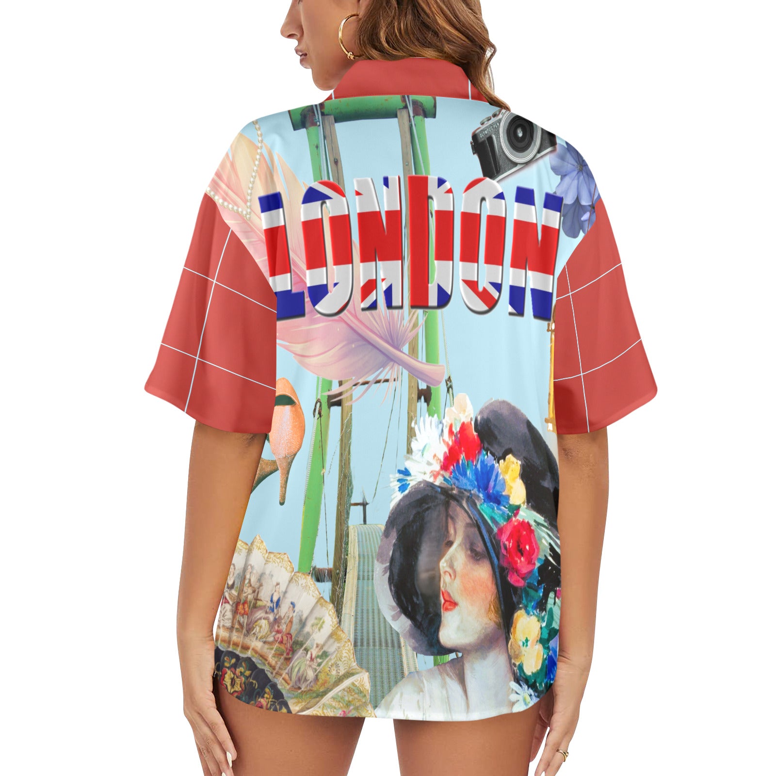 London Fashion Women's All Over Print Hawaiian Shirt (T58-2)