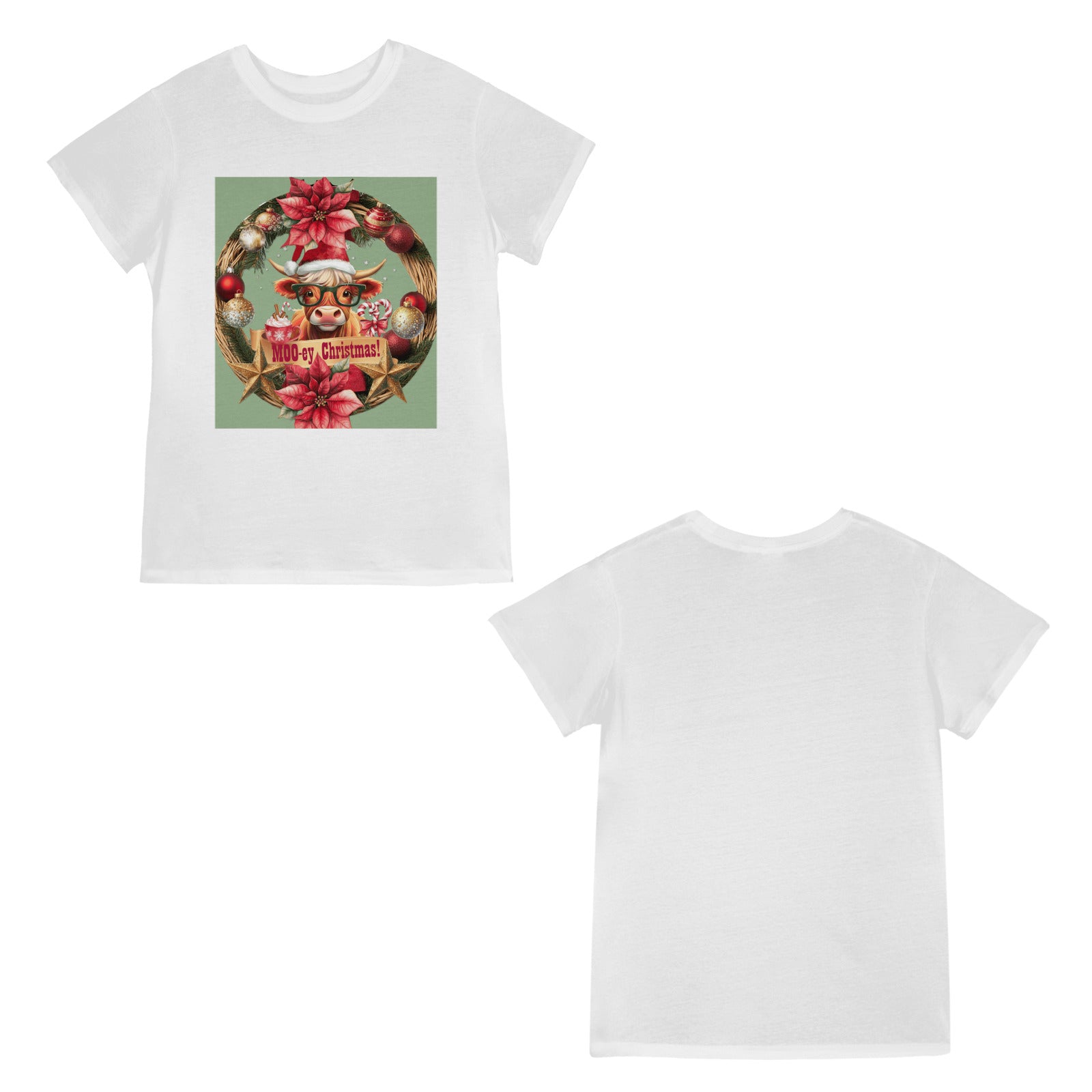 Moo-ey Christmas Classic Women's White T-Shirt (Made in USA)