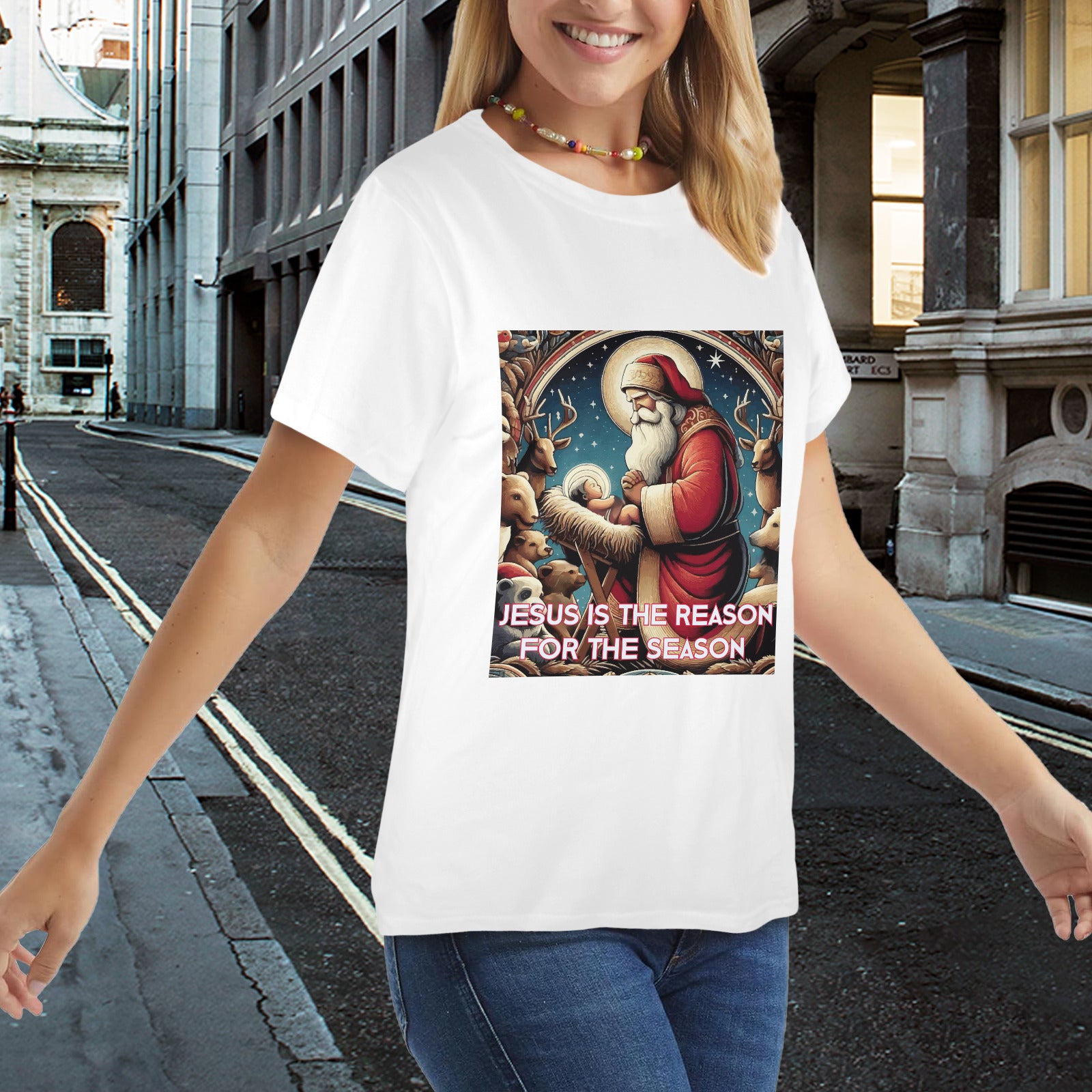 Women's Jesus is the Reason for the Season Graphic T-shirt（Made in USA）