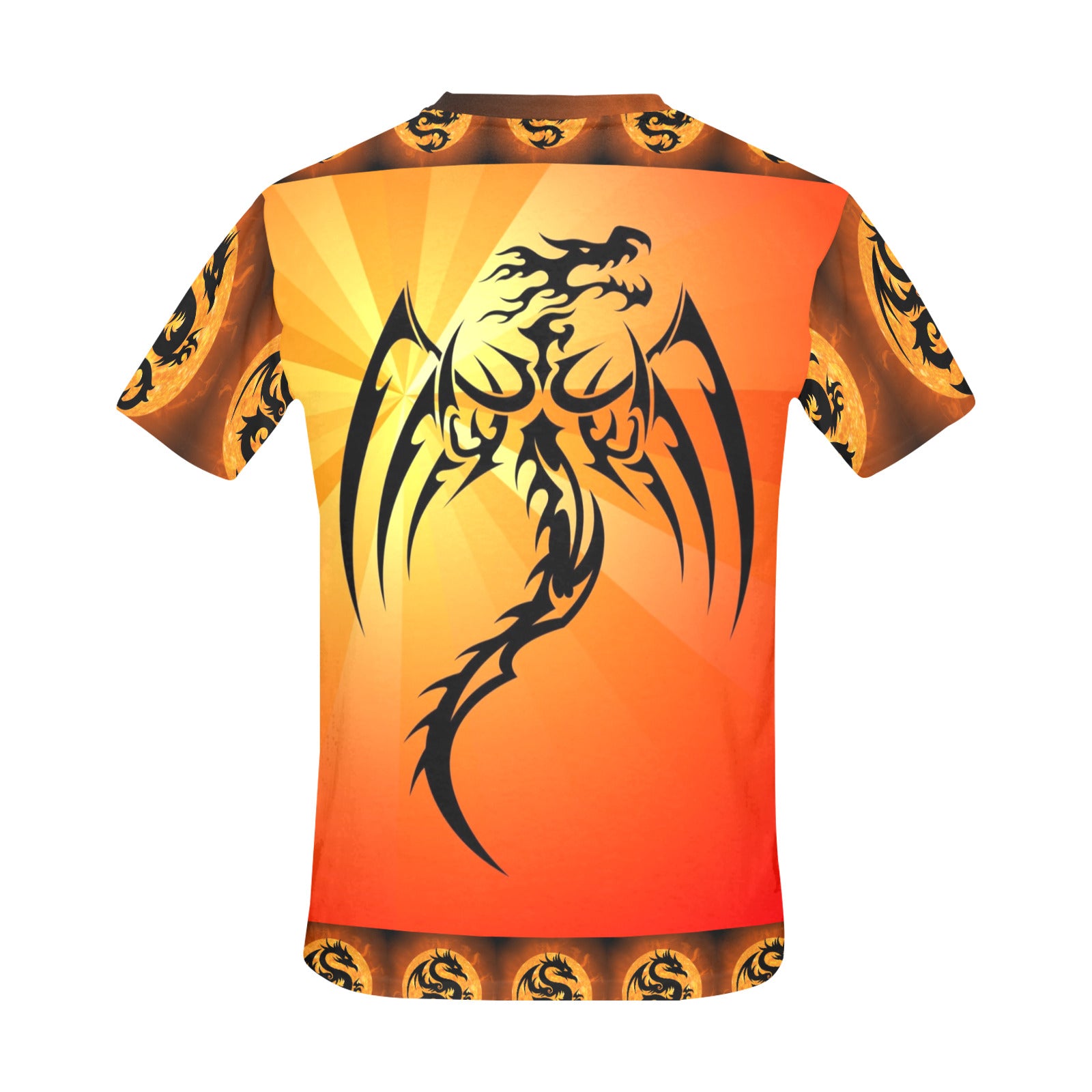 Men's Red Fire Dragon All Over Print Crew Neck T-Shirt