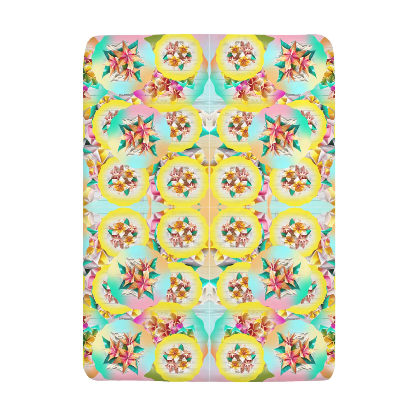 Floral Circle Pastel Pattern Double Bed Fitted Sheet 54
