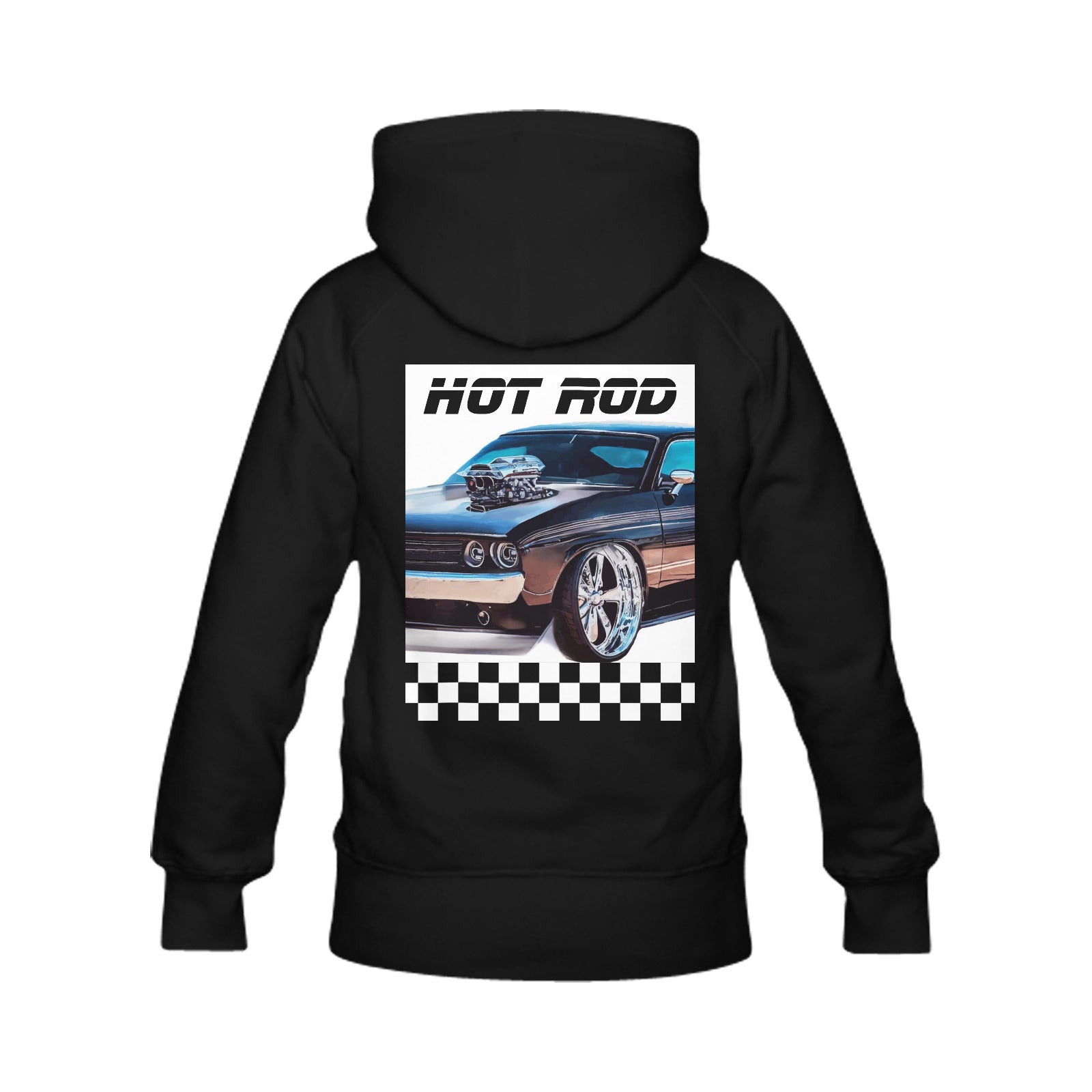 Men's Hot Rod Muscle Car Custom Classic Hoodie with Printing on Back (Made in USA)