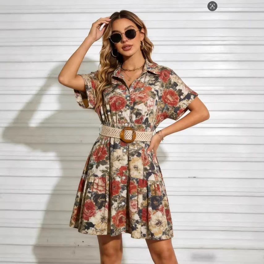 belted short sleeve shirt dress Faye Short-Sleeve Belted Shirtdress by Anthropologie in Black, Size: XL Petite