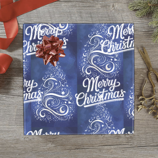 Merry Christmas Silver Tree Custom Gift Wrapping Paper - 2 Rolls (Made in USA)