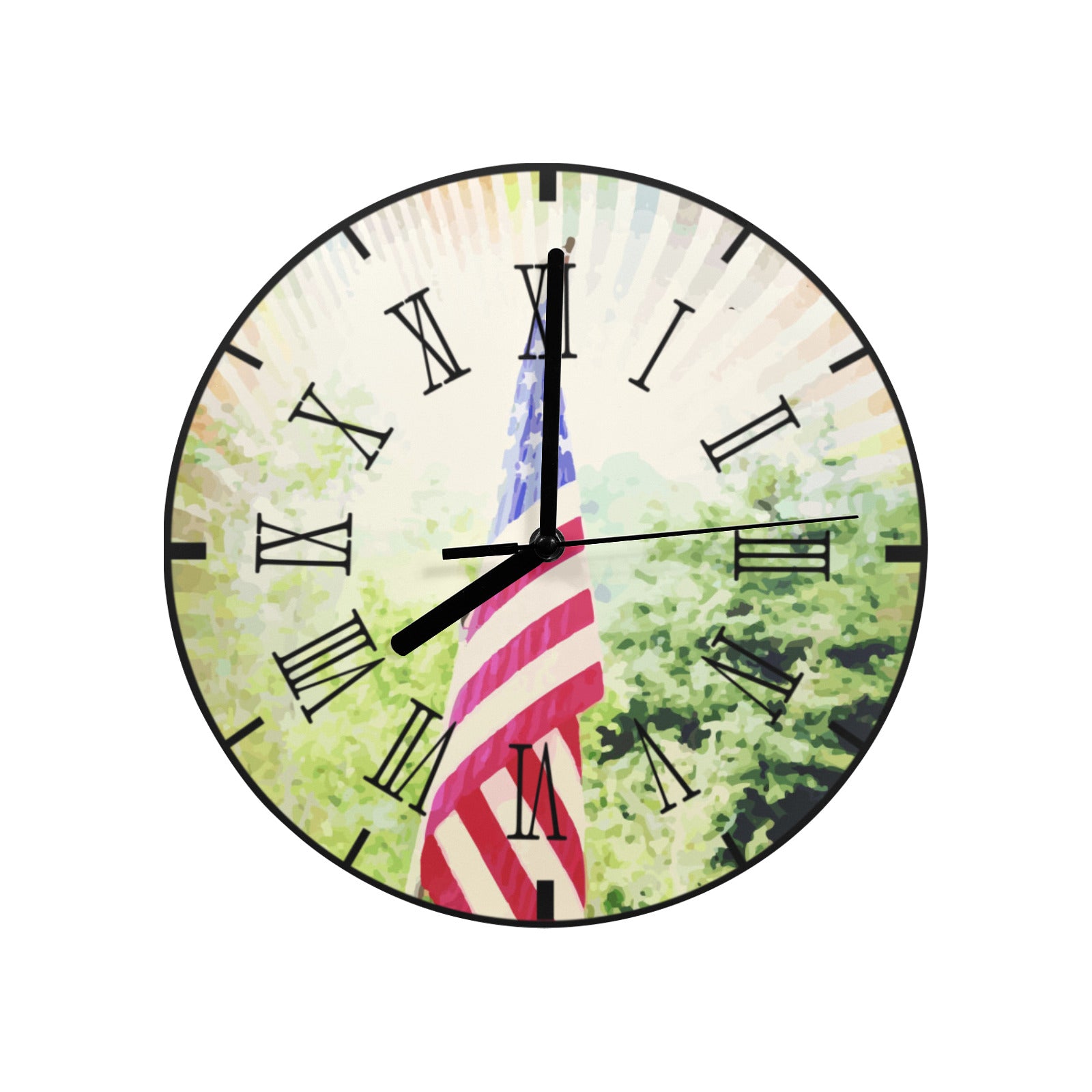 Highlighted American Flag Wall Clock (Made in USA)