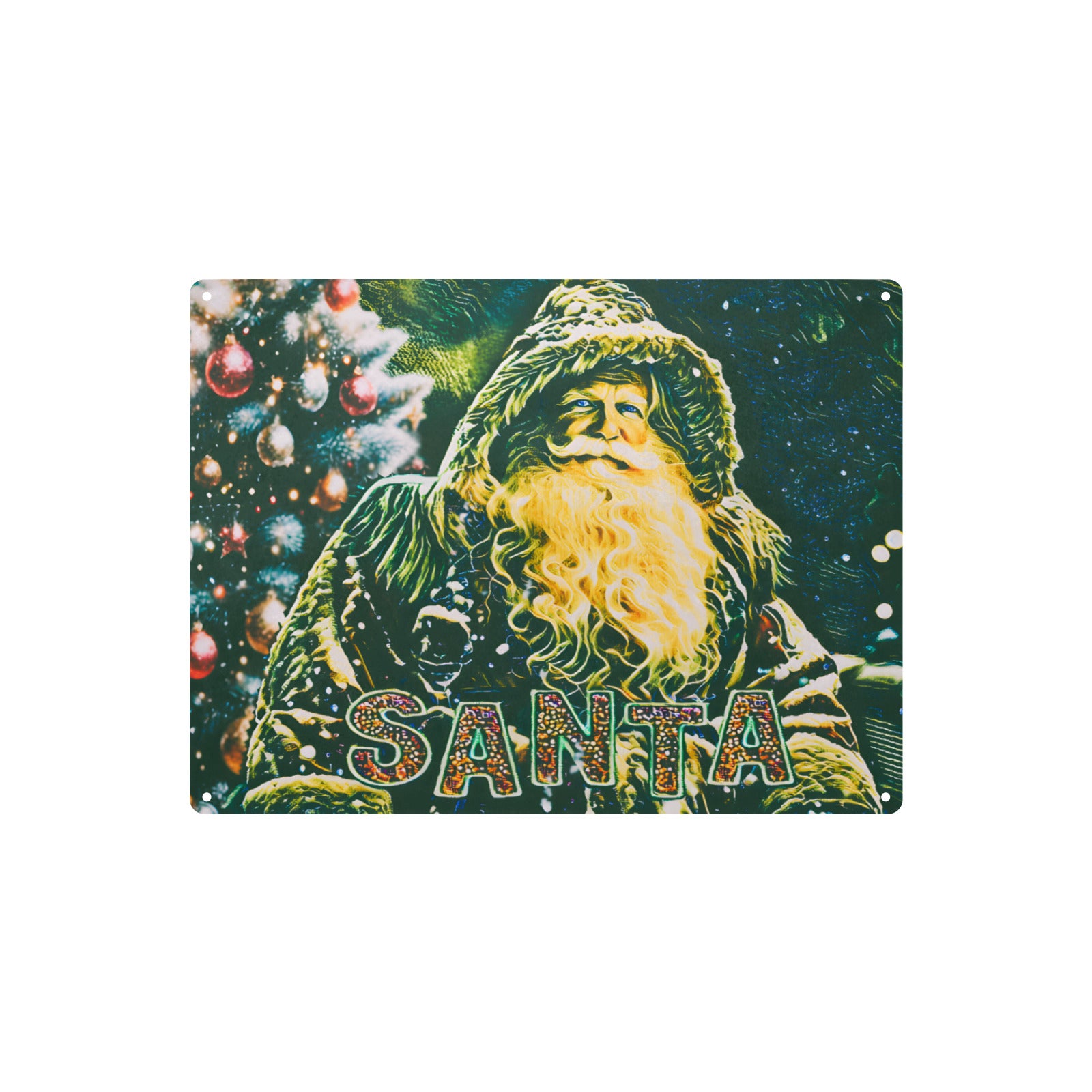 Vintage Santa Claus Christmas Tin Sign 16 x 12 Metal Tin Sign 16