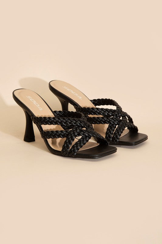 KELLAN-S Double Cross Braided Heel Sandals