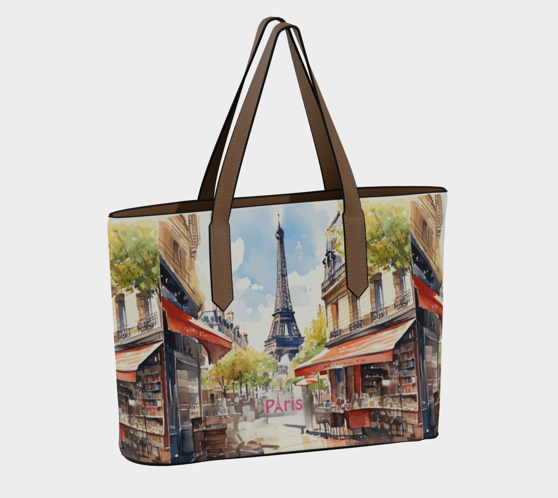 Parisian Design Eiffel Tower Vegan Leather Tote Bag