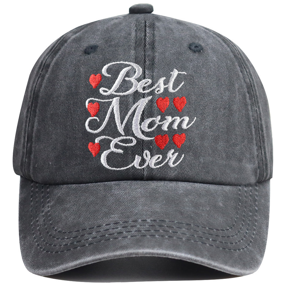 Best Mom Ever Hat For Women, Adjustable Embroidered Wash Cotton Baseball Cap
