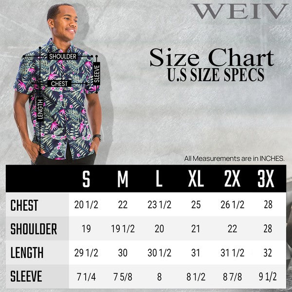 Men's Teal Palm Tree Print Hawaiian Shirt