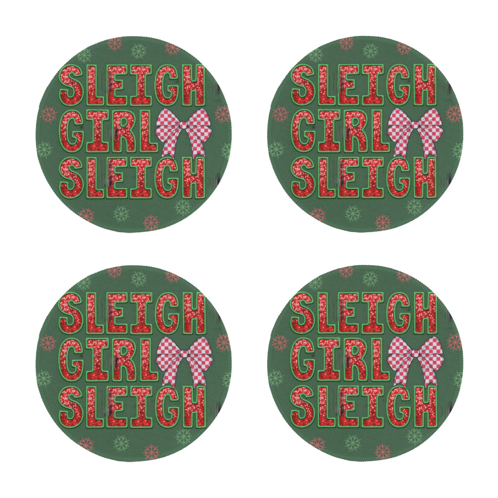 Sleigh Girl Sleigh Custom Round Placemats - 4 pack (Made in USA)