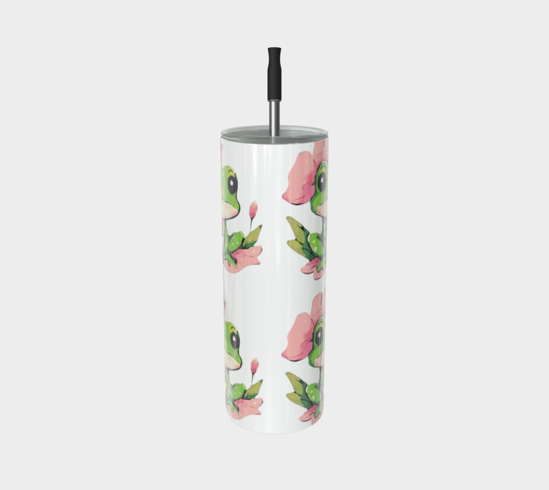 Green Frog on Pink  Lily Pad 20 oz Tumbler