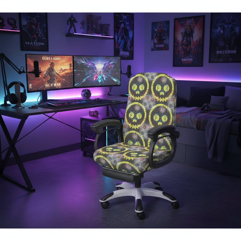 Yellow Skulls Office Chair Cover (Made in the USA)