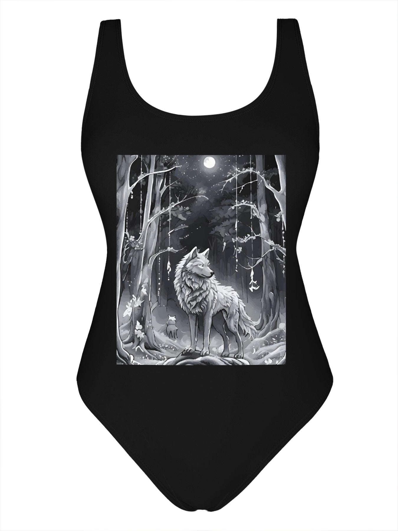 Ethereal Wolf in the Moonlight One-piece Swimsuit Bikini (Front Printing)