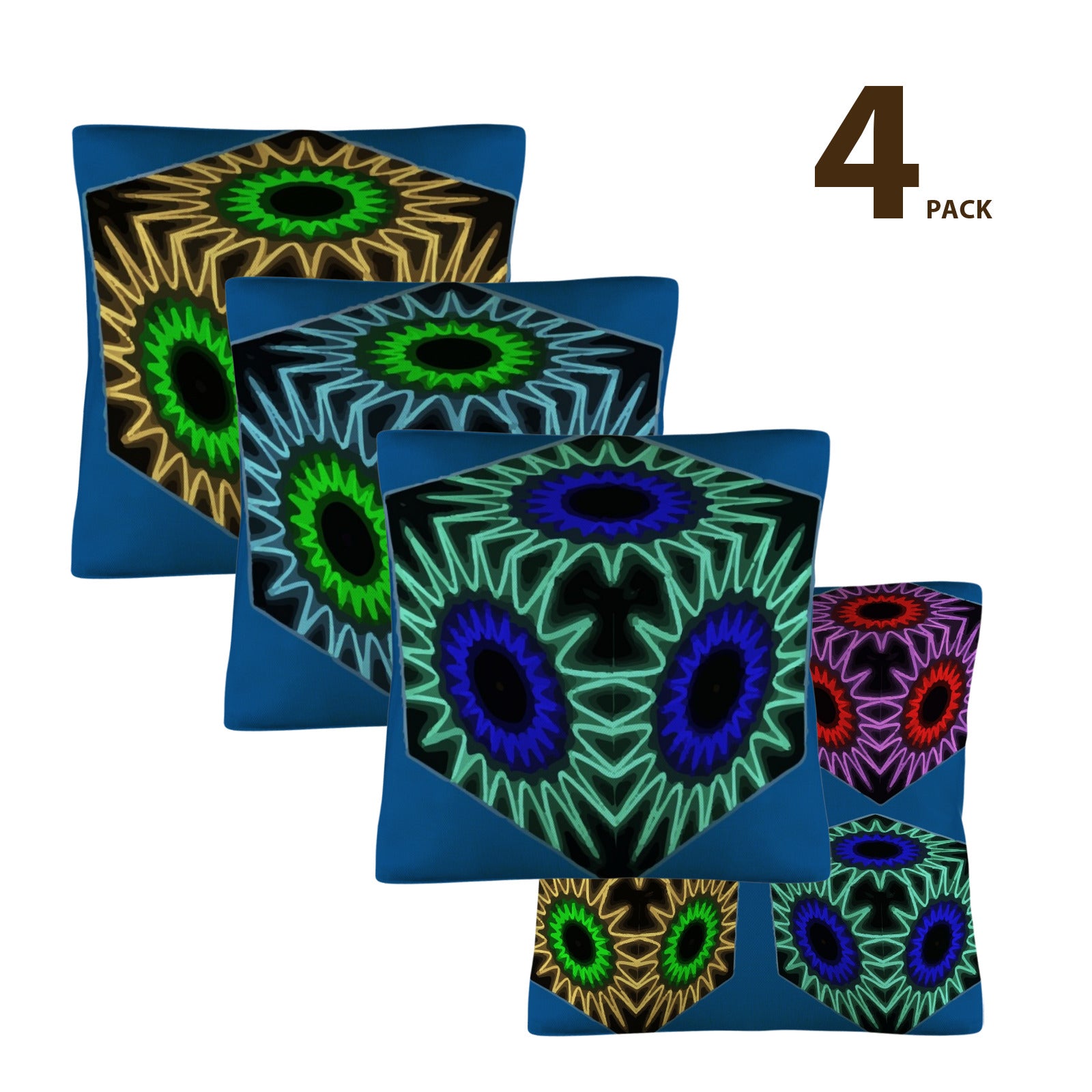 Colorful Cubes Blue Indoor Throw Pillow Covers | Ships from USA