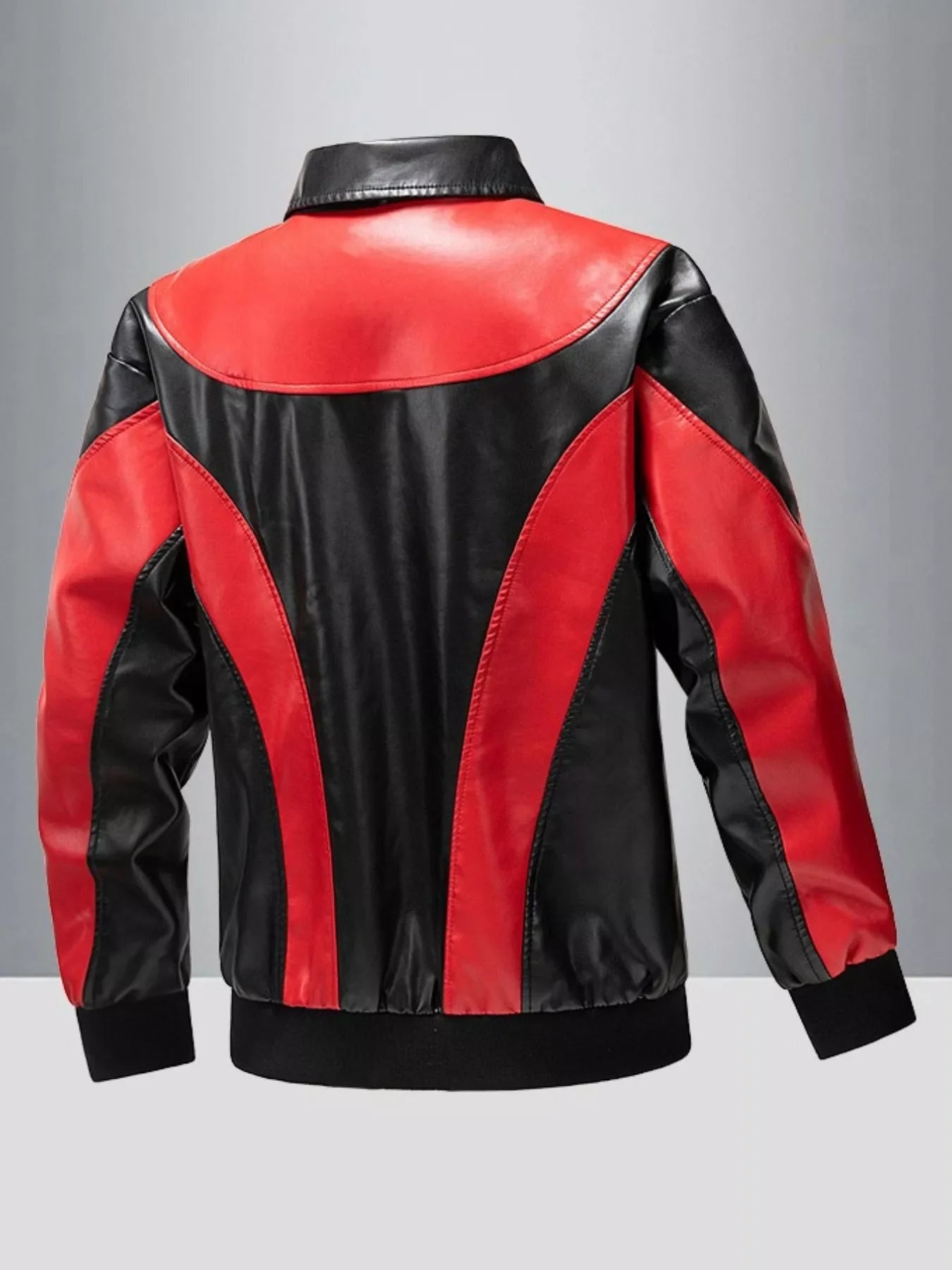 Men's Two-Tone Zip Up Faux Leather Jacket