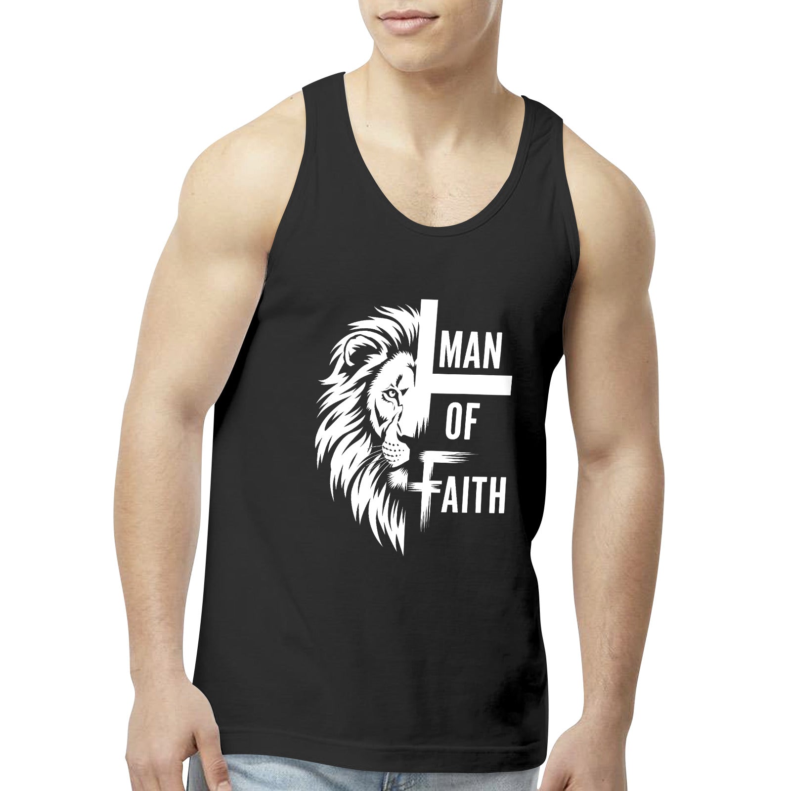 Man of Faith Men's Faith Based Black Tank Top (Made in USA)