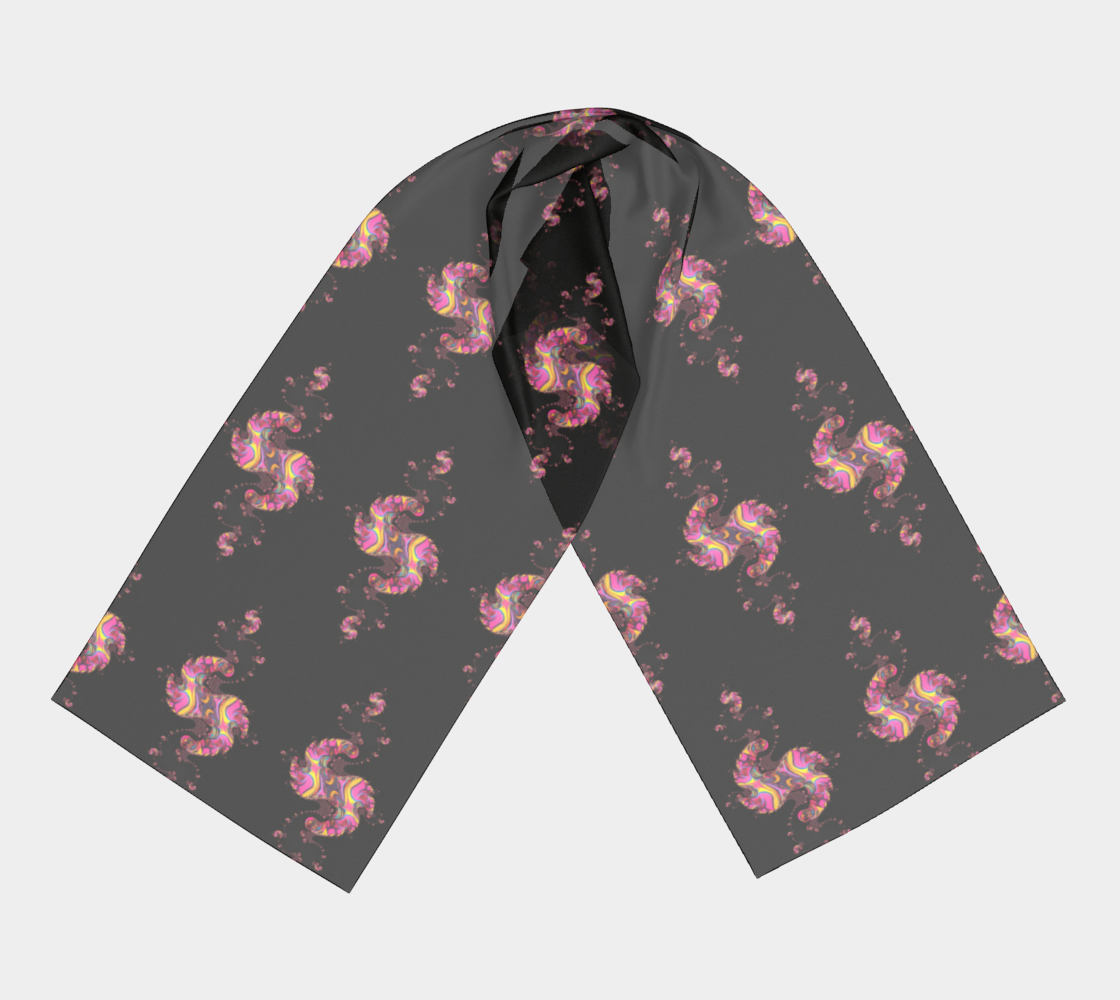 Pink Swirls on Black Long Scarf