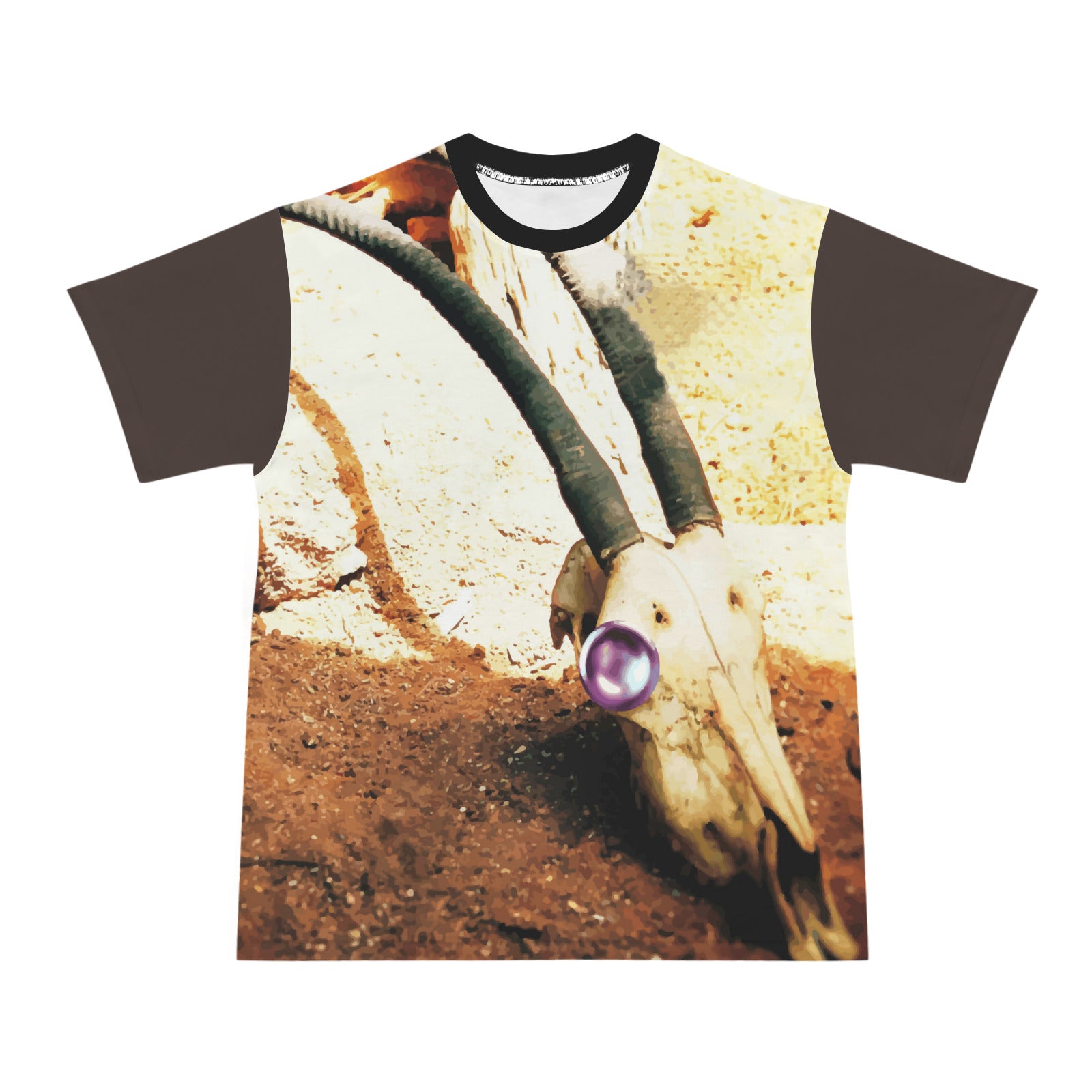 Skull with Jewel Eye Men's All Over Print Ribbed Collar T-Shirt (Model T94)