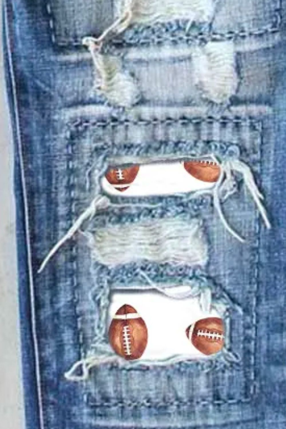 Women's Distressed Football Patches Straight Jeans