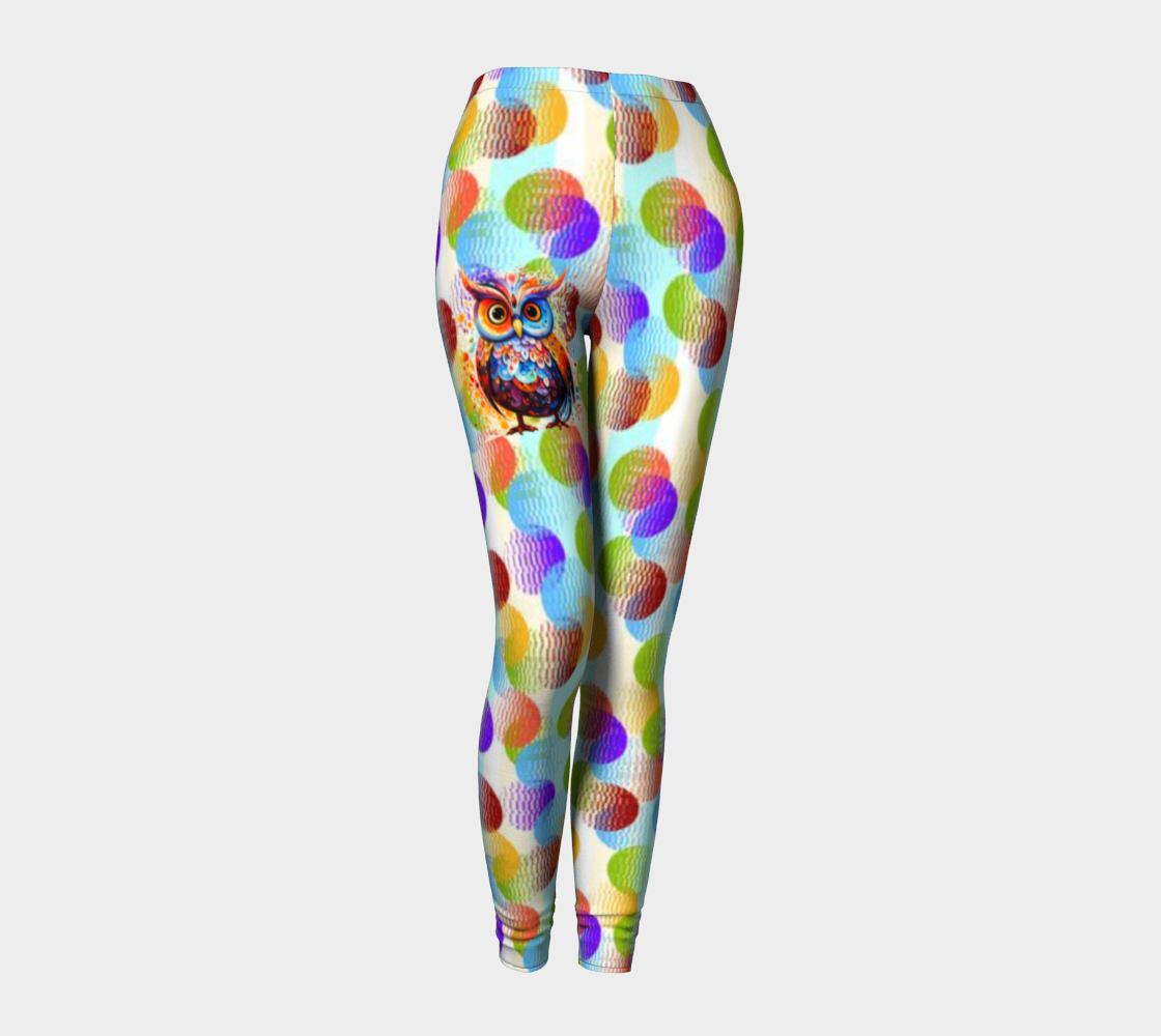Colorful Spotted Hoot Owl Fun Leggings